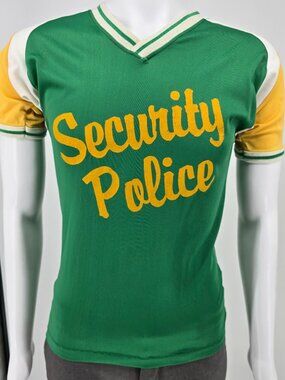 Vintage 1970s Mason "Security Police" Green/Yellow Softball Jersey (XS)
